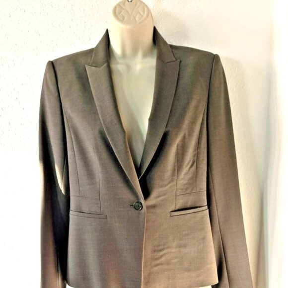 Ann Taylor Womens Taupe Brown Skirt Sz 2 Blazer Sz 0 Suit Set Wool Blend Career - Picture 3 of 11
